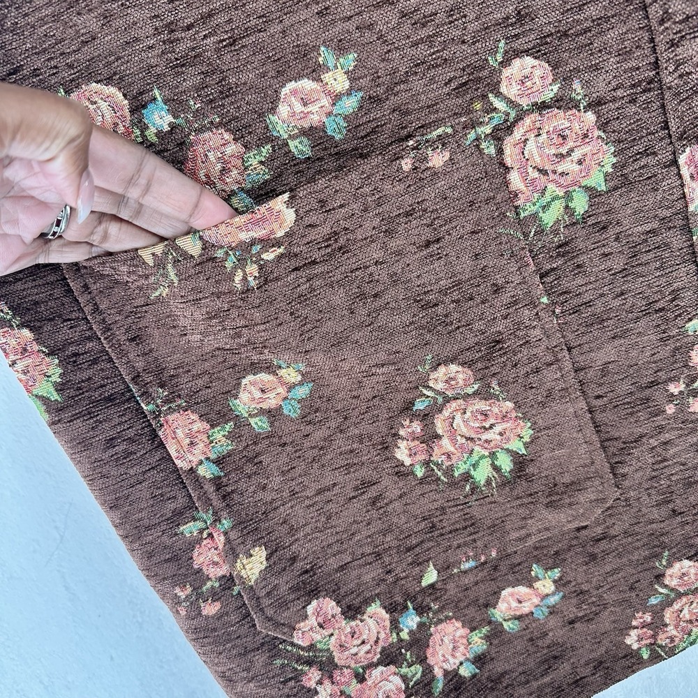 Pink Lily Tapestry Overall Dress Womens Size XL Brown‎ Floral Print Pockets - Picture 3 of 10